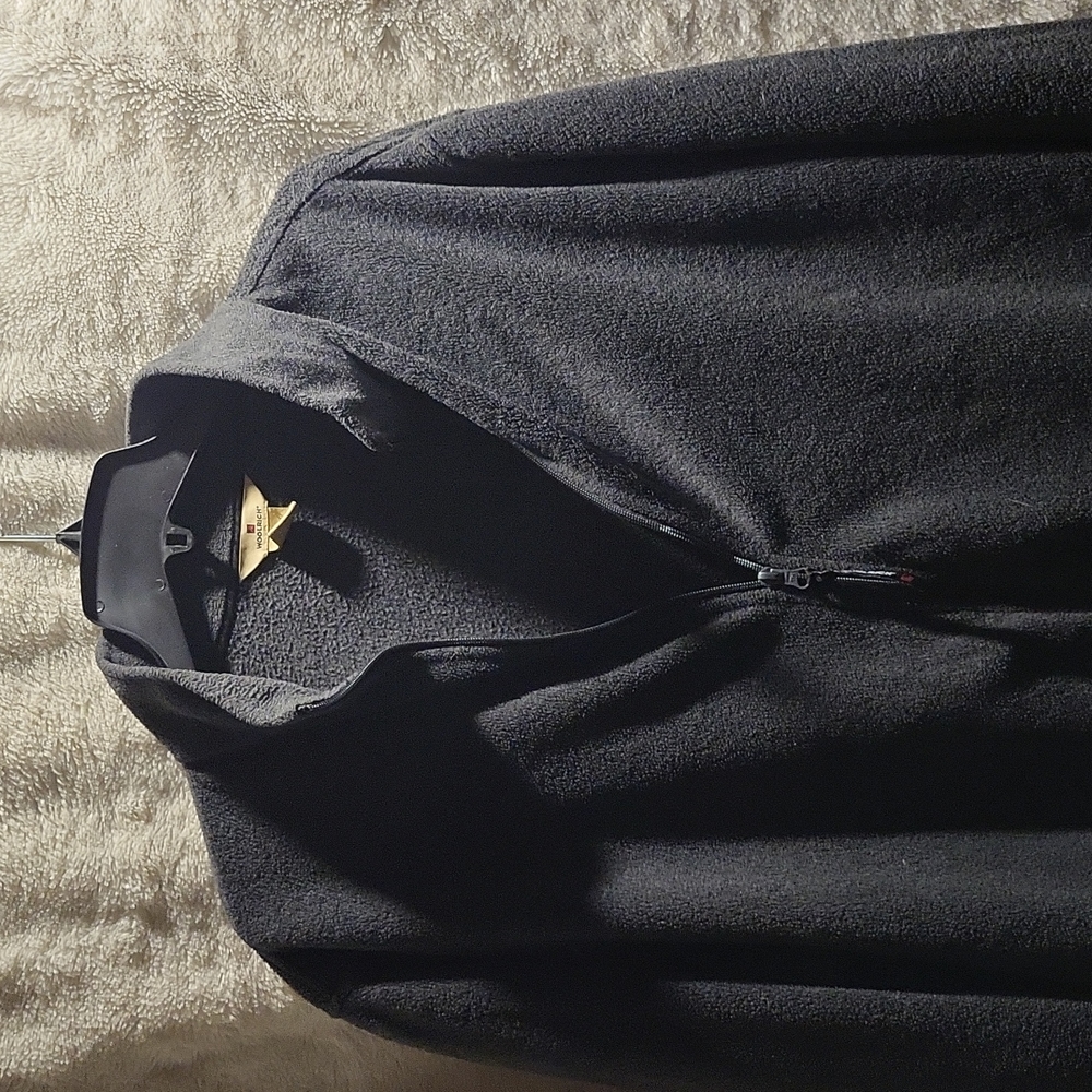 WOOLRICH Fleece Zip Sweatshirt Mens XL Gray Plush Long Sleeve Lightweight